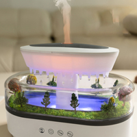 Diffuseur d'huiles essentielles LED 7 couleurs avec effet pluie, humidificateur d'air intelligent à brume froide, bruit blanc et micro-paysage végétal en forme de goutte de pluie