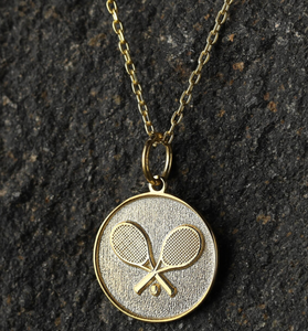 Kalung raket tenis lapis emas 18k, liontin raket tenis pribadi, hadiah pecinta olahraga s, liontin bola tenis