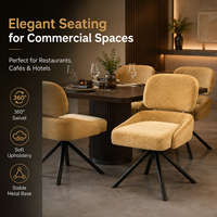 Chaise de salle à manger pivotante en cuir PU de qualité supérieure, dossier flottant, design ouvert, siège baquet, base étoile en métal, rotation 360° °   Hôtel Restaurant Café