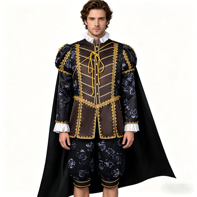 Men Renaissance Royal King Costume Elizabeth Period Court Noble Suit Medieval Cosplay Halloween Party Outfit