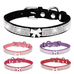 Nuevo Collar para Mascotas de Microfibra Suave Color Macaron con Lazo de Diamantes de Imitación, Venta Caliente, Collar para Perros y Gatos de Tamaño Pequeño con Diamantes de Imitación - Product Image 5
