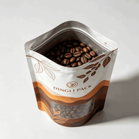 Sachet refermable personnalisé avec fermeture éclair et fenêtre transparente pour café en grains torréfiés d'origine unique – Vente en gros