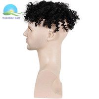 Remplacement de cheveux doux d'apparence naturelle au Maroc Afro Wave 7x9 Toupet en dentelle de style mono pour homme en cheveux humains pour homme noir