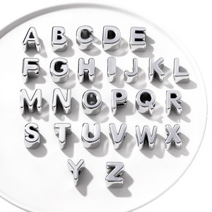 Perles en acrylique électroplaquées avec lettres anglaises, grand trou, pour la fabrication de bracelets, accessoires de bijoux DIY, vente en gros - Product Image 5