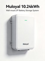 Batterie murale LFP Muloyal 10,24 kWh 51,2 V 200 Ah pour système de stockage d'énergie domestique, 6000 cycles, BMS intégré, IP54, solaire hybride, air