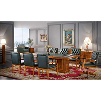 Bureau de direction en bois massif de style colonial américain vintage avec fauteuil en cuir pour villa