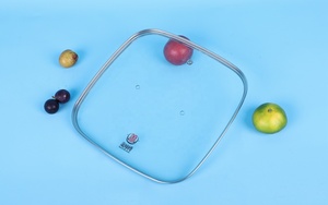Couvercle en verre trempé de forme carrée Pièces d'ustensiles de cuisine Couvercle de casserole en acier inoxydable sûr pour les aliments - Product Image 5