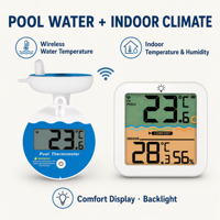 Thermomètre de piscine numérique solaire sans fil IP68 Étanche Affichage LCD Alimenté par USB Matériel ABS -19,9~70 Utilisation domestique