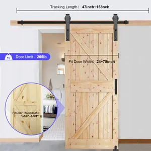 Wooden Factory FSC BSCI 24 X 84 Inch Z-Frame Unfinished Solid Pine Wood Panelled Slab Pre-Drilled Sliding Barn Wood Door