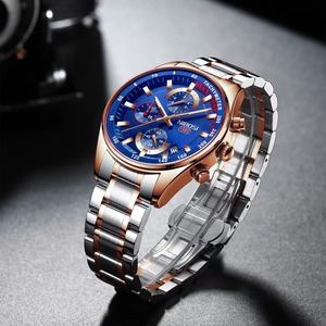 Reloj de Pulsera de Cuarzo de Lujo para Hombre Drioshipping 2375, Estilo Ejecutivo, Caja Dorada, Correa de Acero Inoxidable de 5 mm de Grosor, Cronógrafo Impermeable - Product Image 5
