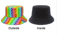 Nouveau Chapeau Bob Imperméable en PU Brillant Effet Laser Arc-en-ciel Réversible pour la Danse et le Spectacle, Tendance et Vente en Gros