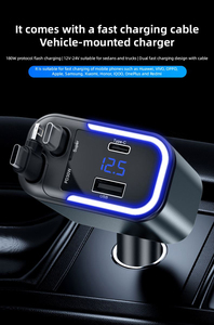 Nuevo <span class=keywords><strong>modelo</strong></span> 120W Cargador de teléfono de coche USB súper rápido Cables retráctiles duales 4 en 1 Luz de pantalla digital de carga de DC12-24V - Product Image 6