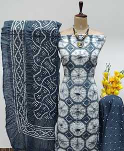 Tamaño perfecto y ajuste Bandhani patrón diseño tradicional Real Digital Chinon seda pakistaní Salwar traje con Dupatta Set - Product Image 3