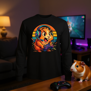 T-shirt à manches longues Guinea Pig Gamer, design de jeux vidéo pour les joueurs et les amoureux des animaux - Product Image 3