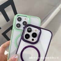 Casing Ponsel Magnetik Cincin Kamera Penutup Belakang Akrilik Jernih Kristal untuk iPhone 14 Casing Pelindung Kamera Lensa Logam