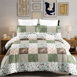 Bán Buôn 3-Mảnh Bộ Đồ Giường Thiết Lập Tùy Chỉnh Với Phong Cách Nông Thôn, Lãng Mạn Bohemian Thiết Kế Hoa, Thoải Mái Quilted Quilt Thiết Lập - Product Image 1
