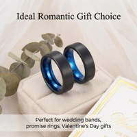 Bague de mariage pour homme en acier inoxydable plaqué bleu-noir, 6 mm et 8 mm, surface brossée, ajustement confortable, vente en gros, stock en vrac