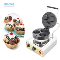 Machine à gaufres commerciale électrique à 3 trous pour cornets et coupes, pour la préparation de snacks