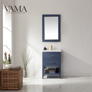 VAMA Factory 24 Inch Small Size American Home <strong>Bathroom</strong> <strong>Cabinet</strong> with <strong>Thin</strong> Ceramic Basin <strong>Bathroom</strong> Vanity Furniture 795024 - Product Image 1