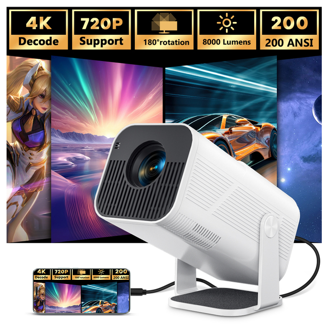 Lumens Screen Mirroring Home Theater Projector 2.69" LCD Full HD Movie Projector with Motorized Focus