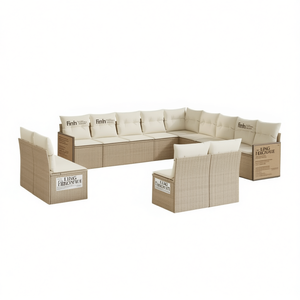 Conjunto de Sofás de Jardín Beige, Muebles de Ratán para Exteriores con Cojines de Espuma de Alta Densidad, Diseño Contemporáneo Impermeable - Product Image 1