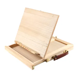 Оптовая продажа, деревянная настольная подставка для художественной живописи с ящиком, чехол-органайзер для ручек