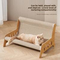 Canapé-lit pour chat en bois massif, tissé en sisal, résistant aux griffures, durable, confortable, chaud, doux, minimaliste, moderne