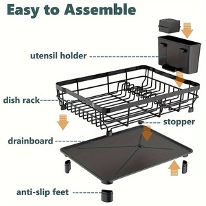 MIXWARES <span class=keywords><strong>Escurridor</strong></span> de Platos de un Solo Nivel para Cocina, <span class=keywords><strong>Escurridor</strong></span> de Encimera de Acero al Carbono <span class=keywords><strong>con</strong></span> Soporte para Palillos y Utensilios - Product Image 4