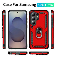 Étui de téléphone portable hybride antichoc anti-chute 2 en 1 avec support de voiture pour Samsung Galaxy S26 Edge S25 Plus S24 Ultra