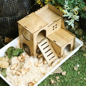 Precio personalizado hámster casas de mascotas muebles de madera gran escondite hámster Chinchillas con tobogán - Product Image 5