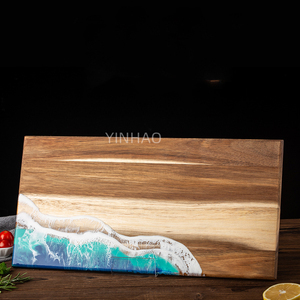 YINHAO Hot <strong>Sale</strong> Ocean Design <strong>Wood</strong> and Epoxy Resin Chopping <strong>Board</strong> Ocean Wave Resin Cutting <strong>Board</strong> - Product Image 5