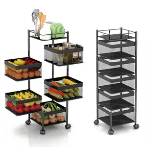 Étagère mobile à 4 niveaux avec roulettes Organisateur de cuisine Organisateur de bureau Étagère de rangement pour salle de bain