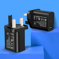 Chargeur mural à double port USB-C 20W PD à charge rapide Shenzhen Lvxiangyuan pour téléphones mobiles et appareils intelligents, prise UK, homologué CE UKCA