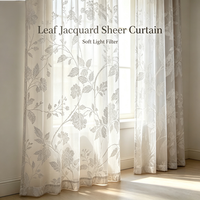 Rideau semi-transparent en jacquard à motif de feuilles naturelles, filtre de lumière douce, draperie de fenêtre sur mesure pour la décoration de la maison, de la villa, de l'hôtel, de la chambre d'hôtes