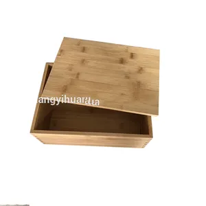 Без петель, необработанный подарок, бамбуковый деревянный ящик для хранения с крышкой