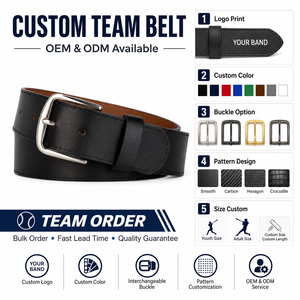 Ceintures de baseball en cuir pour adultes en gros, ceintures d'uniforme d'équipe multicolores personnalisées pour les équipes de baseball OEM ODM - Product Image 3