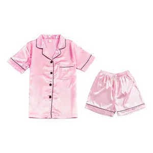 Pyjama Vrouwen Zijden Shorts Korte Mouw Vest Revers Effen Kleur 10 Kleur Home Service Set Nachthemd M-5XL