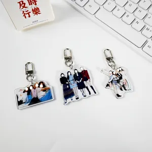 High Quality Epoxy Idol Kpop Acrylic Keychain Custom Transparent Acrylic Charms Black Pink Key Chain