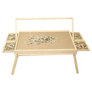 1000 Pieces Led Wooden Jigsaw Puzzle Table With 4 Drawers Adjustable Puzzle Board Portable Tilting Table with Folding Legs