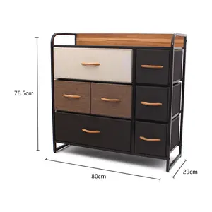 Drawer Hot Sale Modern Living Room Furniture Brown And White 7 Drawer Fabric Storage Dresser Chest