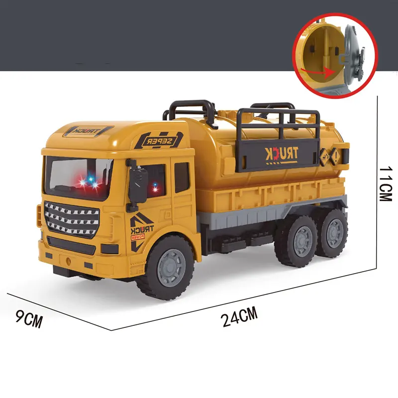 نموذج محاكاة التنوير بأربع طرق تحكم عن بعد رافعة شاحنات البناء والإنشاءات لعبة شاحنة مياه هندسية