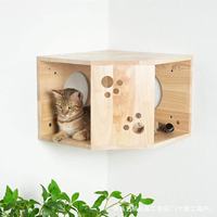 Lit d'angle mural en bois massif écologique pour chat, arbre à chat, griffoir, maison à griffer, montage facile pour grands chats