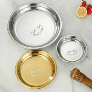 Stainless Steel Plates Round Shallow Gold Plated SUS304 Made In China Hotel Food Use - Product Image 1