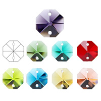 Perles octogonales colorées à un ou deux trous de 14 mm ; Rideaux de perles en cristal pour le commerce extérieur ; Perles en vrac ; Matériaux pour bijoux attrape-soleil