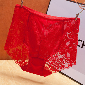 Culottes courtes taille haute en dentelle transparente pour femmes, motif floral, sous-vêtements féminins transparents, couleurs assorties, vente en gros - Product Image 4