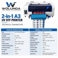 Imprimante DTF UV automatique Wolunda A3 avec laminateur à froid, machine combinée de 30 cm de largeur pour articles promotionnels