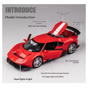 Modèle en alliage P80C <span class=keywords><strong>Rafa</strong></span> 1:32 Mini Super voiture en fonte avec portes de retrait son et lumière qui s'ouvrent pour l'exposition ou la collection - Product Image 3
