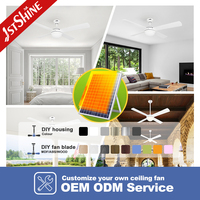 Ventilateur de plafond intelligent 1stshine à énergie solaire, 6 vitesses, pour intérieur et extérieur, avec télécommande et contrôle par application, robuste
