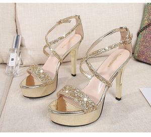 Sandalias de Tacón Ultra Alto para Mujer, Verano, Sexy, con Cordones, Punta Abierta, Brillantes, con Suela de Goma Transpirable e Impermeable - Product Image 4
