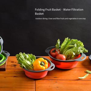 Doppels chich tiger faltbarer Kunststoff-Abfluss korb Kreative platzsparende Haushaltsgemüsefrucht-Wasch sieb Einziehbare <span class=keywords><strong>Pasta</strong></span> - Product Image 3